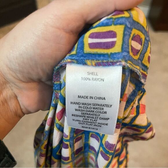 (BOGO FREE) Anthropologie Plenty Tracy Reese Geometric Print Snap Front Dress 0 - Picture 3 of 4